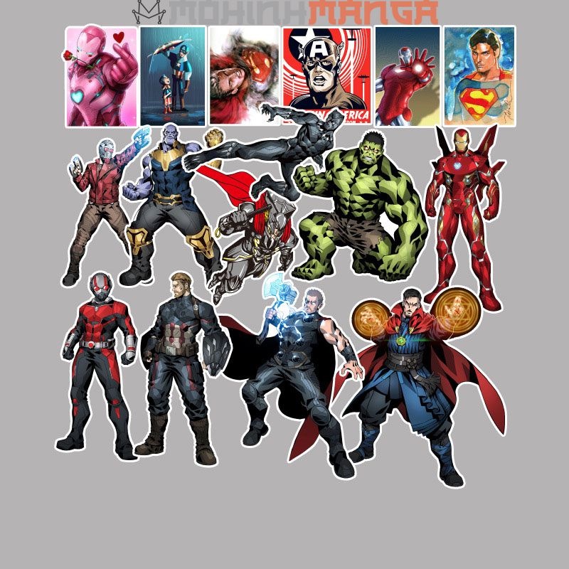 Sticker Marvel Iron Man Spider Man Doctor Strange siêu đẹp miếng dán decal trang trí tủ vali bàn học nón bảo hiểm xe máy