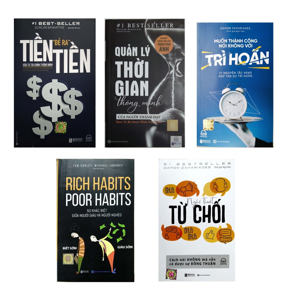 Sách - Combo 5 cuốn Muốn thành công+Rich habits, poor habits+Quản lý thời gian+Nghệ Thuật Từ Chối+Tiền Đẻ Ra Tiền
