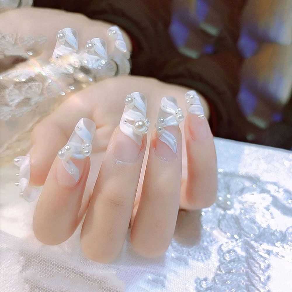 [Hàng mới về] Hạt ngọc trai giả 3D màu trắng dùng trang trí móng tay nghệ thuật DIY