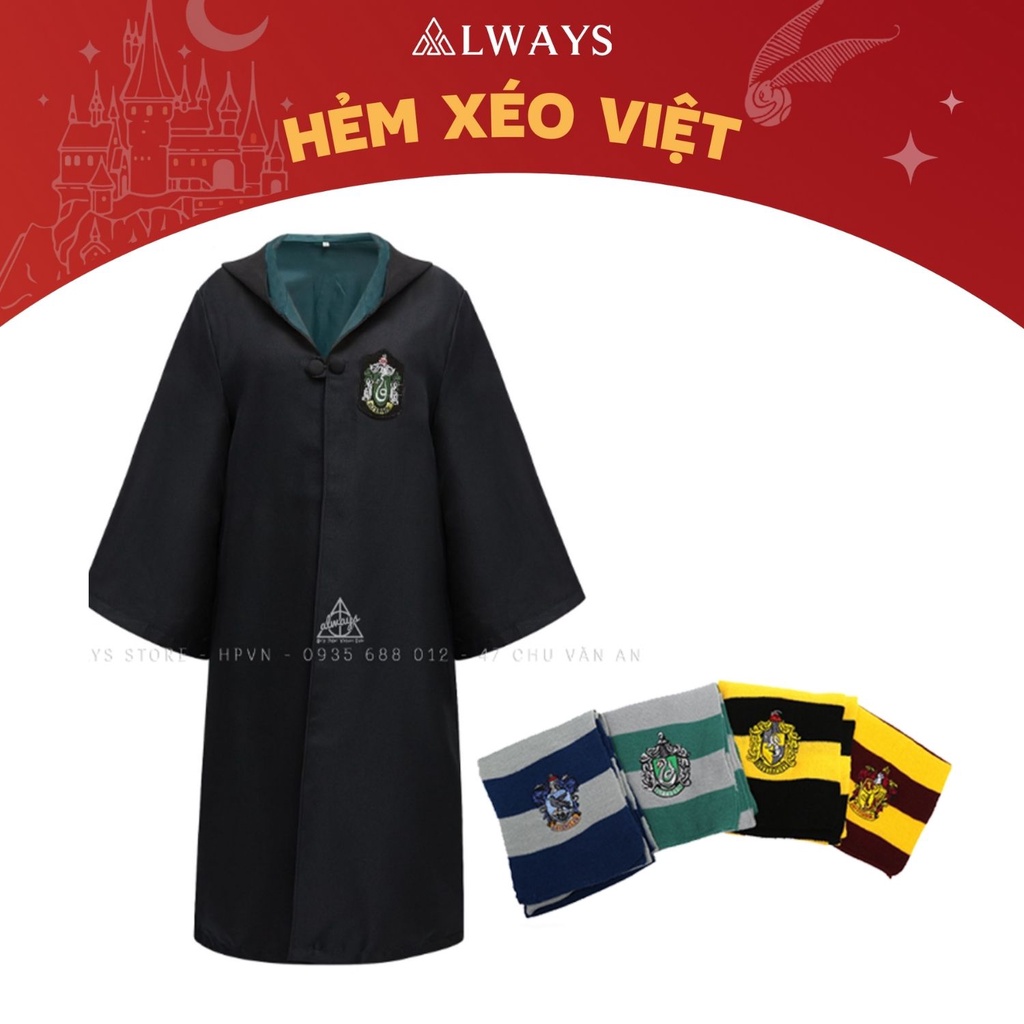 Áo choàng Harry Potter kèm khăn mỏng Nam/nữ - Trang phục Phù thuỷ hoá trang Harry Potter - Chuẩn hàng ALWAYS Store