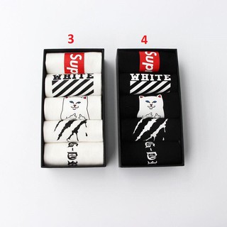 Combo hộp 5 đôi vớ Supreme / Offwhite