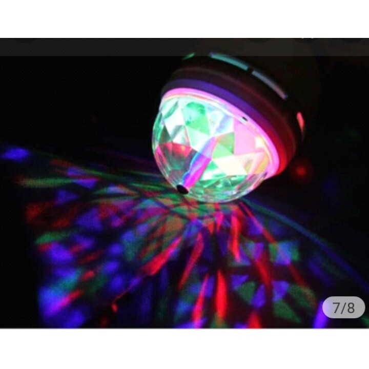 Đèn led quả cầu 3w xoay pha lê 7 màu đui E27 dùng làm đèn trang trí trong nhà_sân vườn