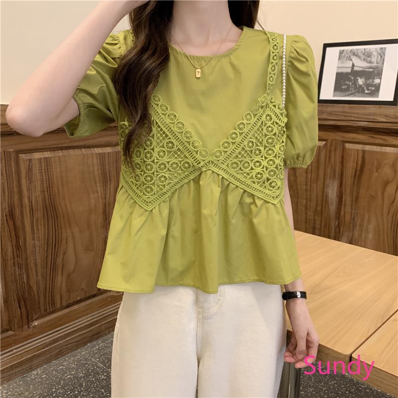 Plus Áo Sơ Mi Tay Ngắn Dáng Rộng Thiết Kế Ngọt Ngào Cho Nữ Sinh