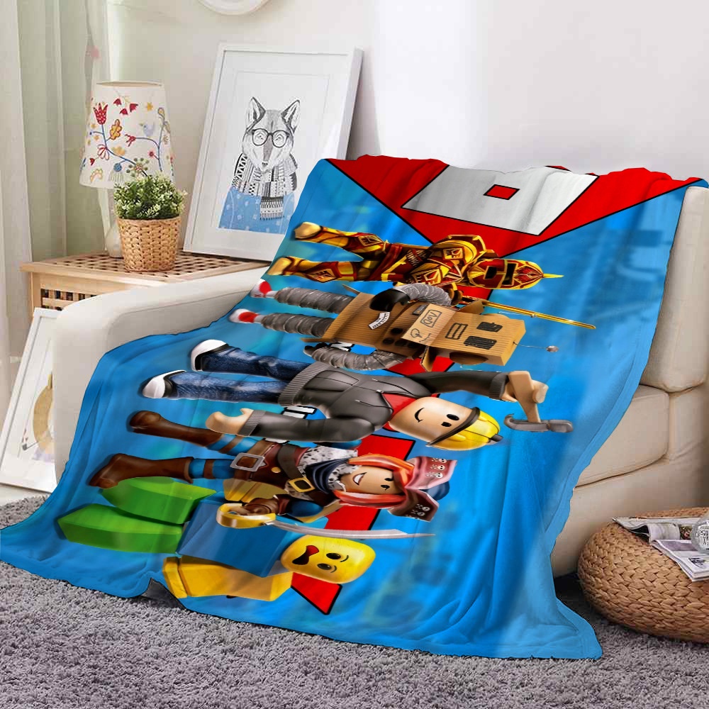 75cmx100cm Roblox Flannel Chăn ✷ ❈ Anime In Hình Ném Chăn Kẻ Sọc Phòng Ngủ Phòng Khách Chăn Ấm Áp Mềm Cho Trẻ Em