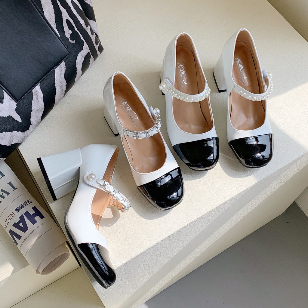 Giày cao gót đế vuông quai ngọc thời trang 6cm 𝓷𝓬𝓼𝓽𝓸𝓻𝓮 D19