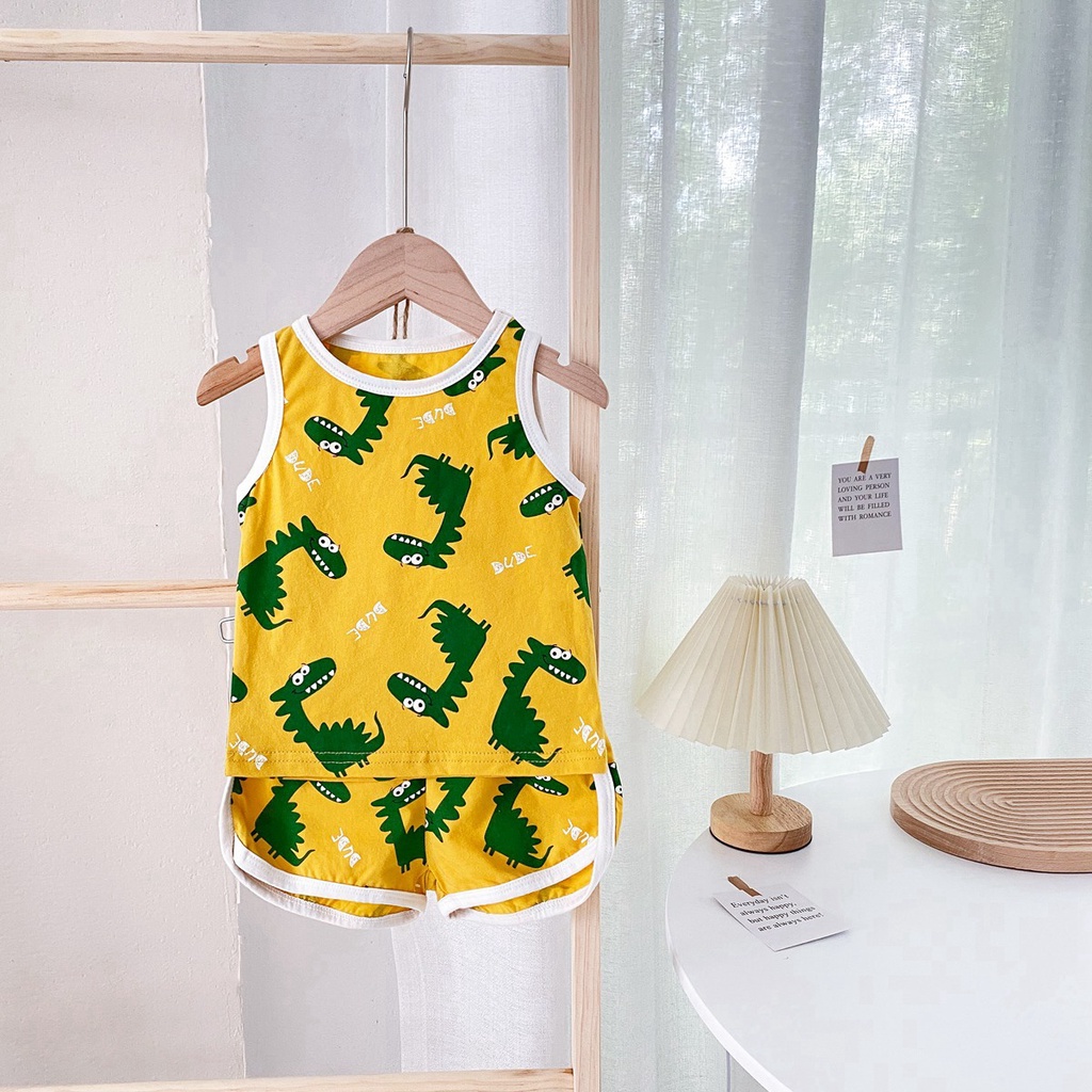 Sanlutoz Set Đồ Mùa Hè 2 Món Gồm Áo Không Tay + Quần Ngắn Cho Bé Sơ Sinh