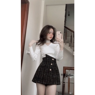 áo len tăm cổ v phối