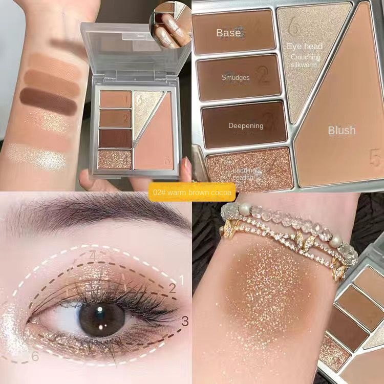 Bảng Phấn Mắt 6 Màu Lì / Má Hồng / Phấn Mắt Tông Đất Sữa Hoạt Hình Dễ Thương Chống Nước Lâu Trôi Cho Người Mới Bắt Đầu