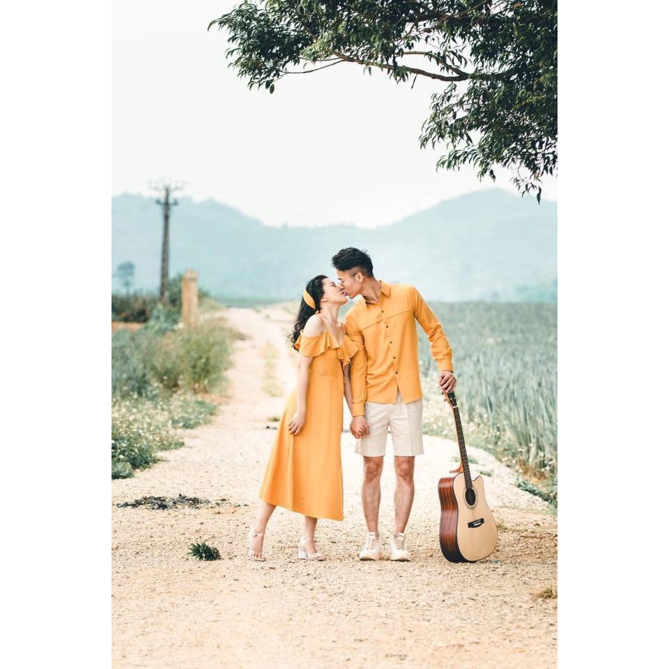 12.12 🍊 10.10 Áo Váy đôi dễ thương chụp ảnh đi biển vàng tươi . 🍊 , : .