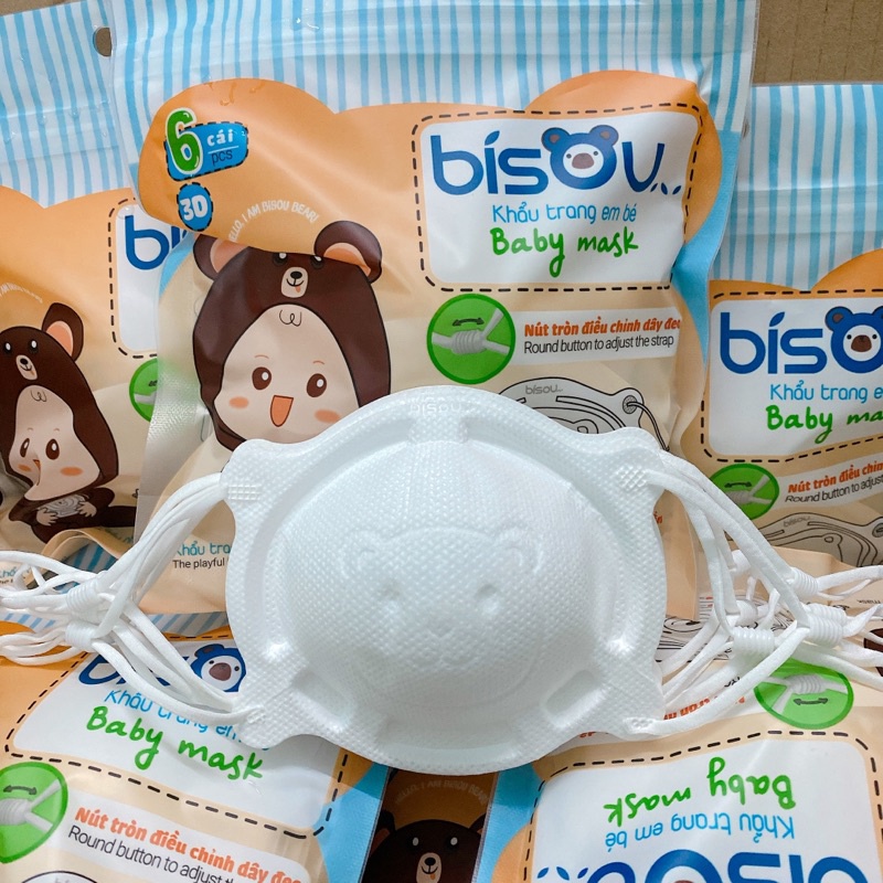Khẩu trang gấu cho bé Bisou - set 6 cái