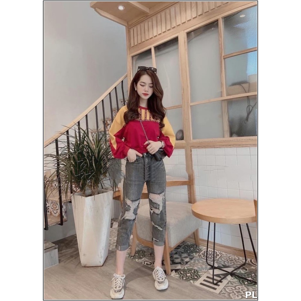 Quần jean nữ BAGGY 3166 LỬNG rách chất đẹp thời trang x2202