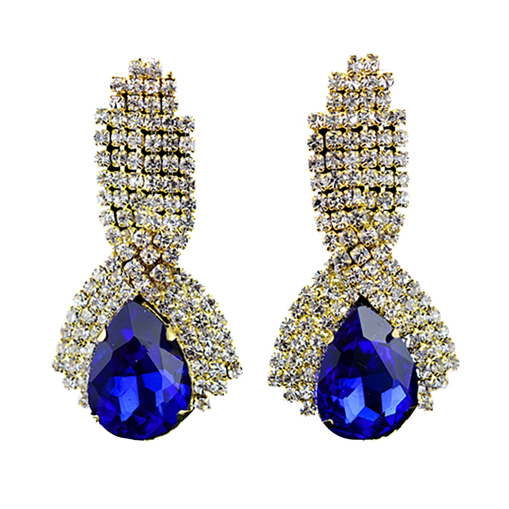 Cặp khuyên tai dạng xoắn đính đá quý nhân tạo sang trọng quý phái dành cho nữ