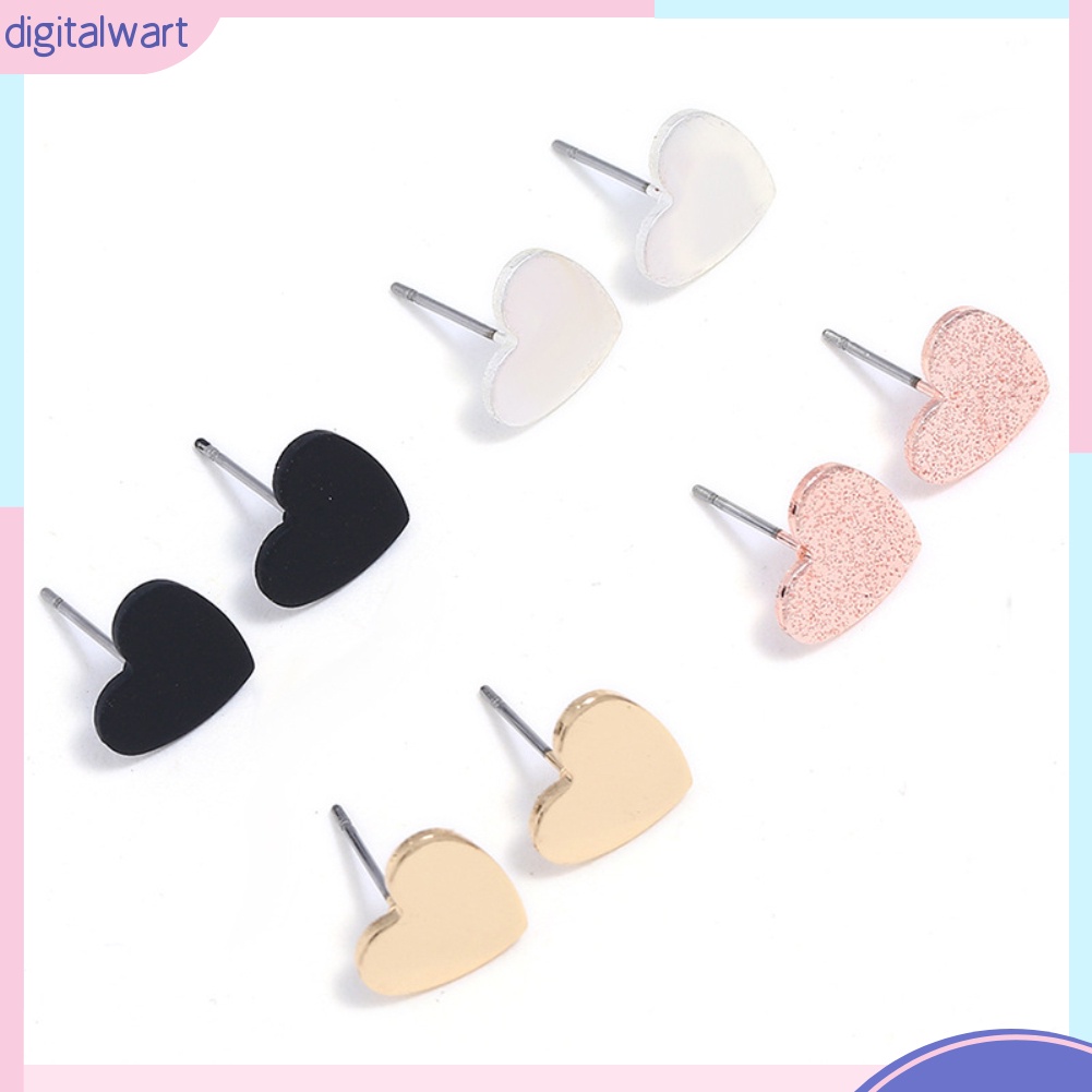 Set 4 Đôi Khuyên Tai Kim Loại Hình Trái Tim Thời Trang Cho Nữ