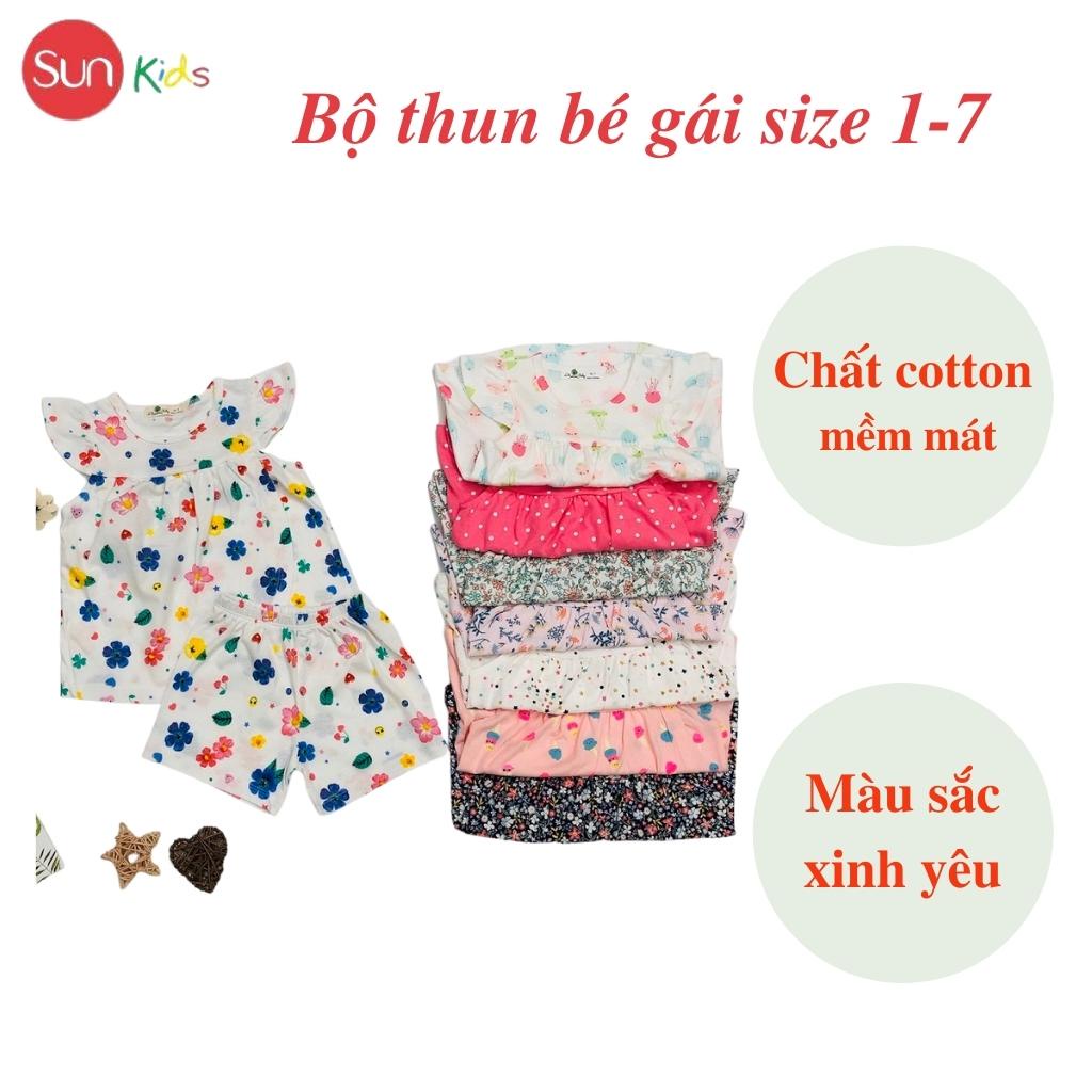 Đồ bộ thun bé gái, đồ bộ trẻ em chất cotton, có nhiều màu, size 5-8 tuổi - SUNKIDS