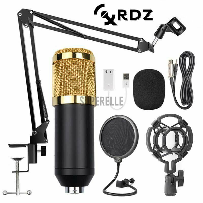 BM800 Condenser Microphone Live Studio Vocal Recording Mic Mount Boom Stand Kit