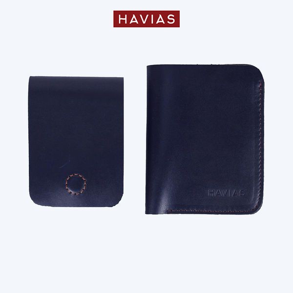 Couple Ví Vertical &amp; Gerbera Blue Navy Wallet HAVIAS