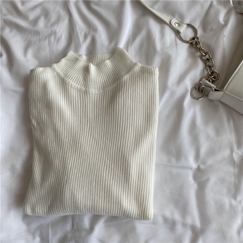 [FREESHIP] Áo len mịn cổ 3p QC màu đỏ đen be trắng NÀNG CLOSET