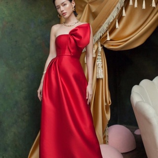 Đầm dạ hội cúp nực nơ vai sang trọng