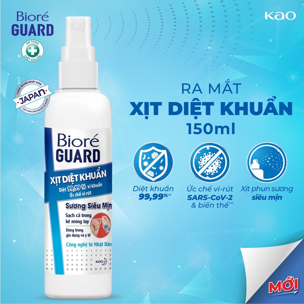 Xịt Diệt Khuẩn Bioré Guard Phun Sương Siêu Mịn 150ml