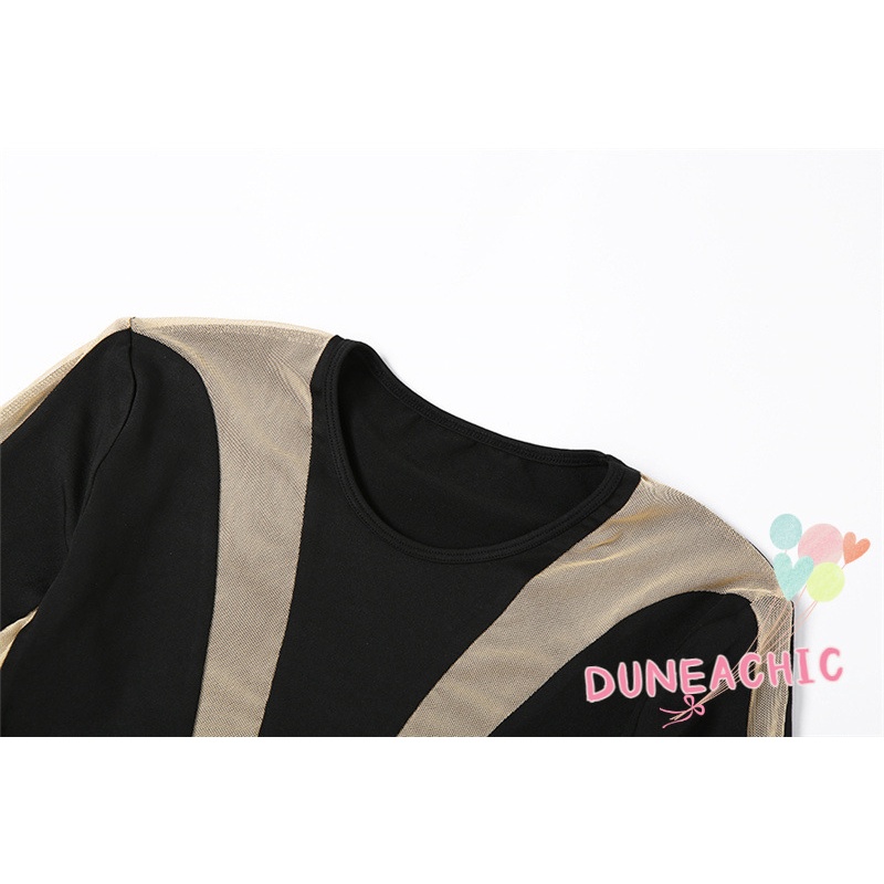 DUNEA Áo liền quần dài tay phối lưới quyến rũ dành cho nữ