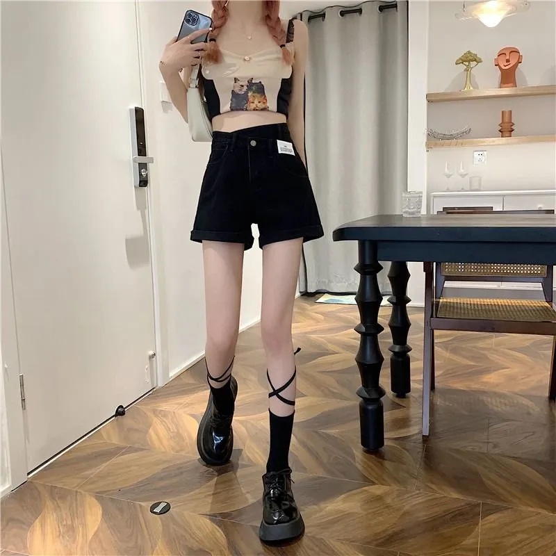 Quần Short Denim Lưng Cao Ống Rộng Thời Trang Mùa Hè Dành Cho Nữ