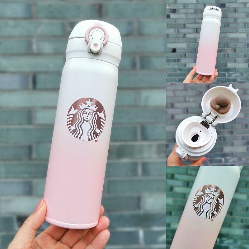 Bình giữ nhiệt Starbucks x Thermos màu hồng ombre Dung tích 500ml