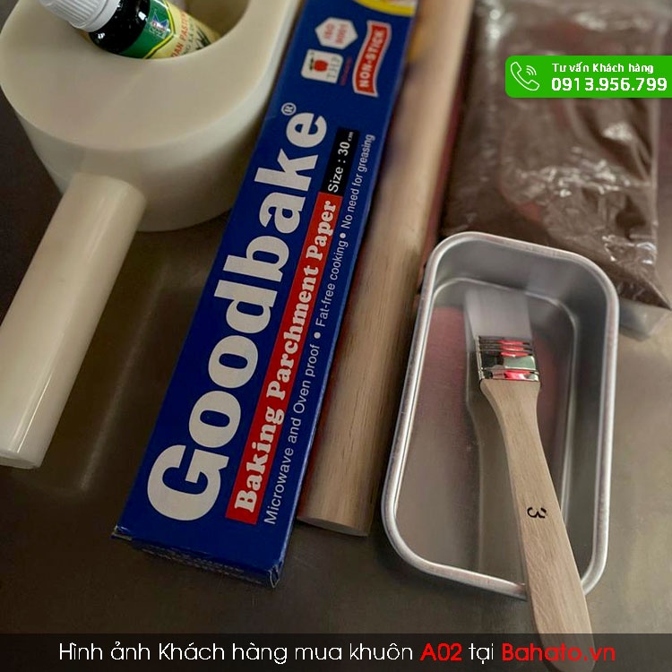 Khuôn nhôm hình chữ nhật A02  làm bánh mì hoa cúc