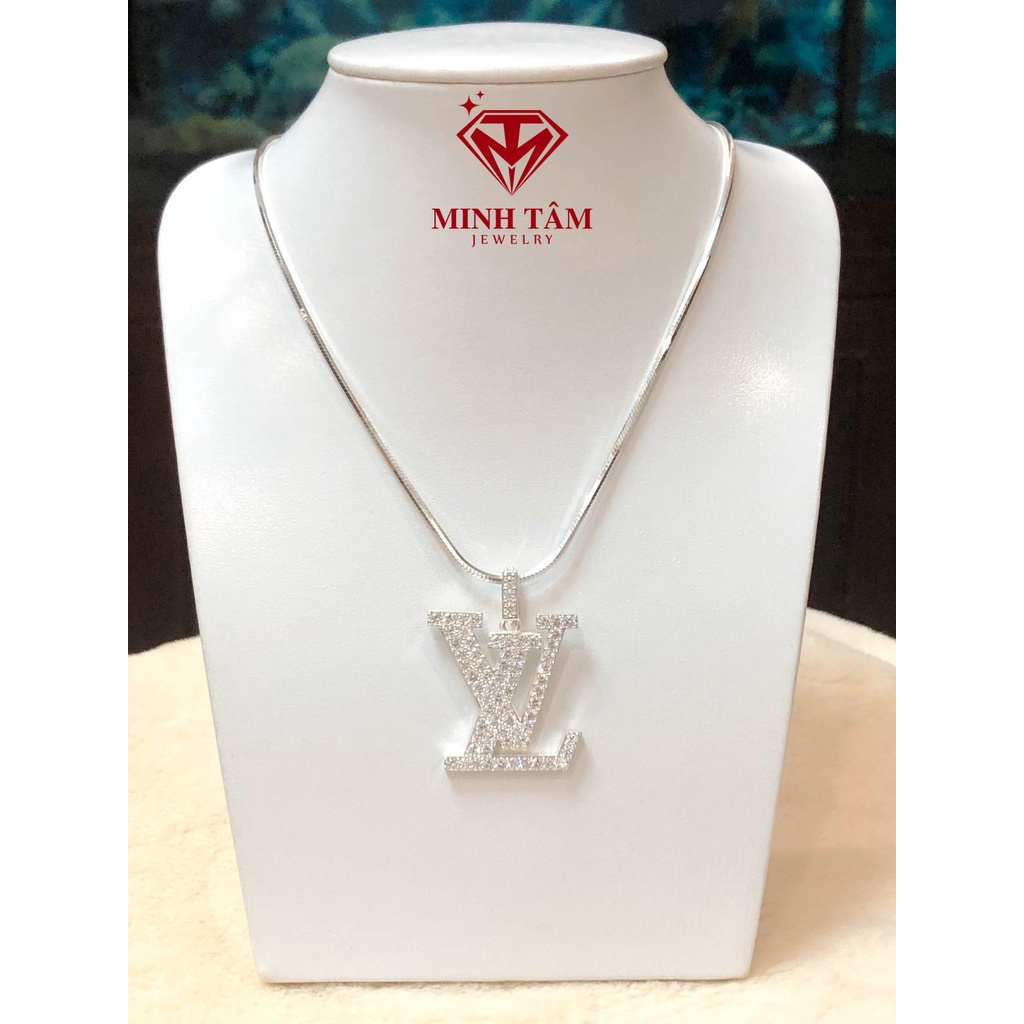 Mặt dây chuyền LV bạc ta size to,Bộ dây chuyền bạc mặt LV size đại cho nam-Minh Tâm Jewelry