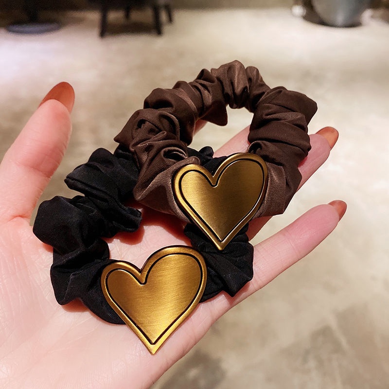 Dây Buộc Tóc Cao Su Mặt Trái Tim Kim Loại Phong Cách Hàn Quốc Dễ Thương Cho Nữ 2021