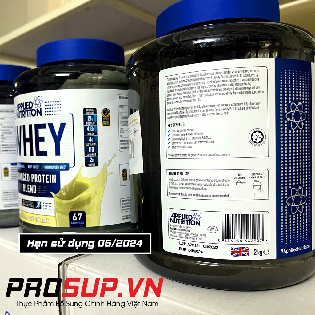 Critical Whey Protein - Applied Nutrition  Whey protein hỗ trợ phát triển và duy trì cơ bắp hiệu quả .