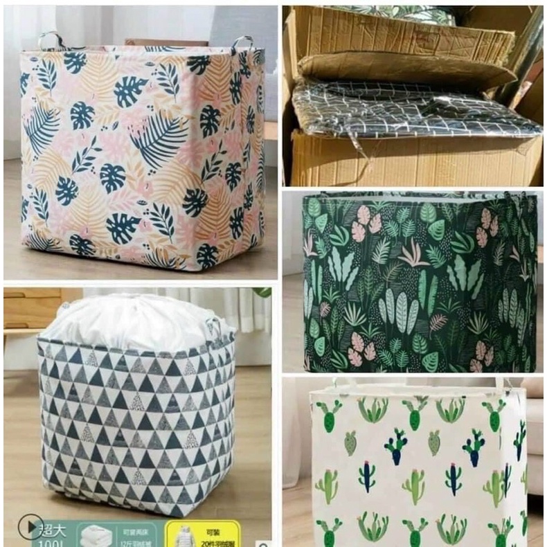 Giỏ đựng quần áo bằng vải cỡ lớn 100 lít - túi đựng chăn màn đa năng washday có thể gấp gọn vintage xinh xắn
