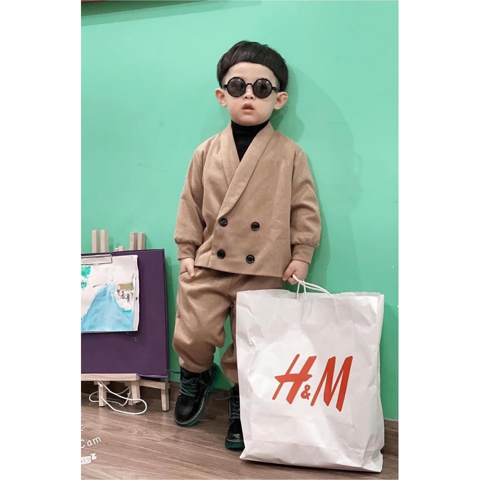 [KIDXANH12] Bộ VEST dạ Basic mềm mịn kèm áo cổ lọ sành điệu 2020 dành cho bé trai / bé gái - Nana shop quần áo trẻ em