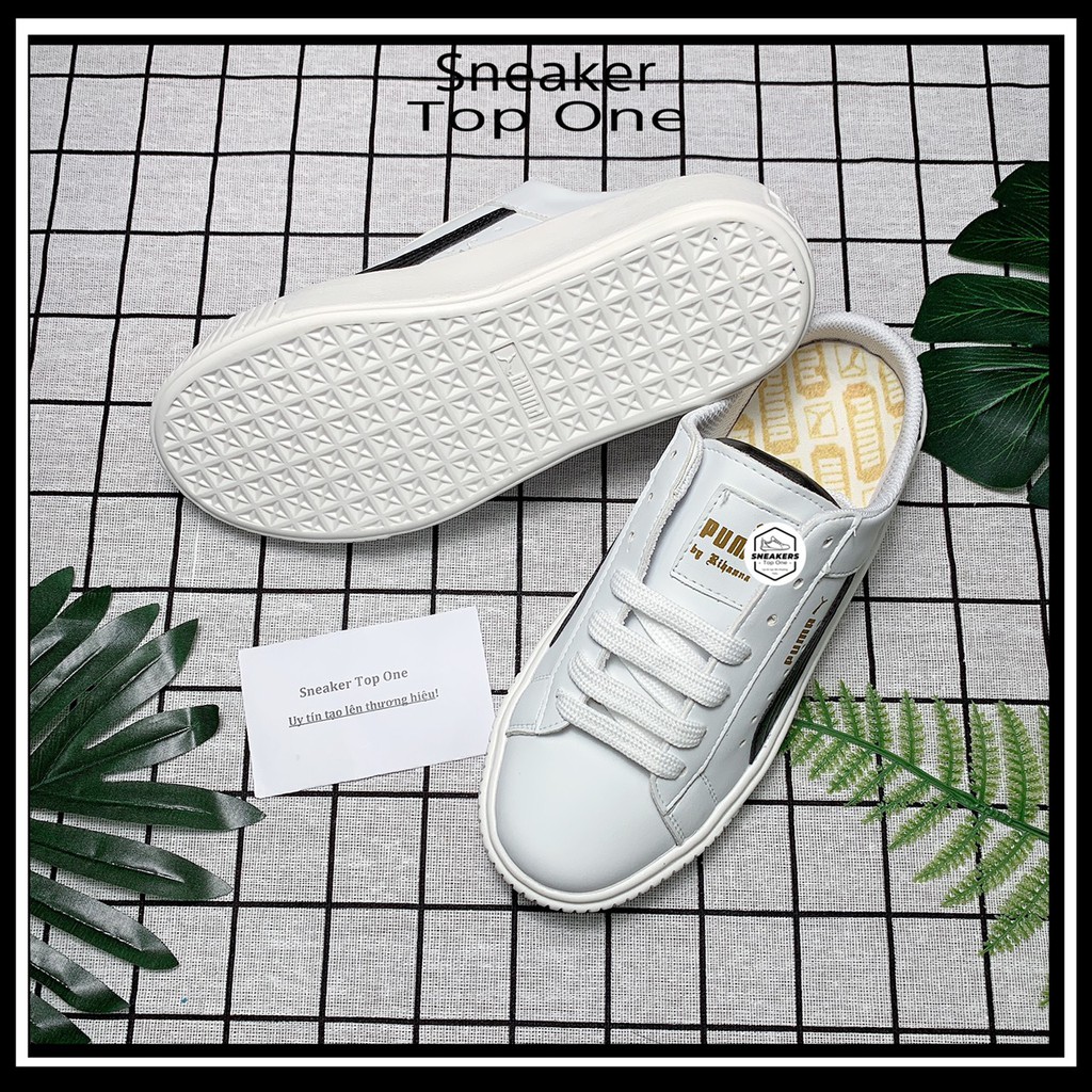 Giày Thể Thao Pu Ma Đạp Gót, Sục Nữ Trắng Đế Mềm Cao Cấp - Sneaker Top One