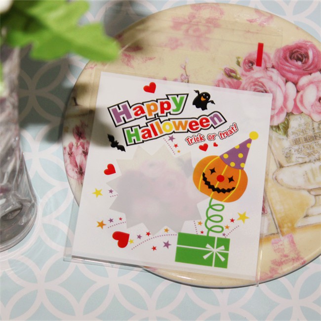 50Pcs Happy Halloween Cookie Self Adhesive Plastic Packing Bags