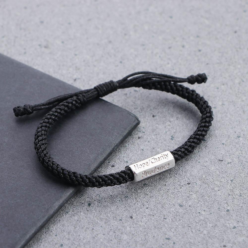 Vòng Đeo Tay Bện Dây Thừng In Chữ Phong Cách Hàn Quốc Cổ Điển Có Thể Điều Chỉnh Cho Nữ Back2Lilife