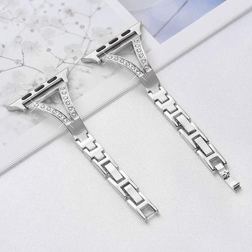 Dây Đeo Đồng Hồ Bằng Inox Đính Kim Cương Giả Cho apple watch ultra 8 7 41mm 45mm iwatch 8 7 6 se 5 4 3 2 40mm 38mm 49mm 45mm 44mm 42mm