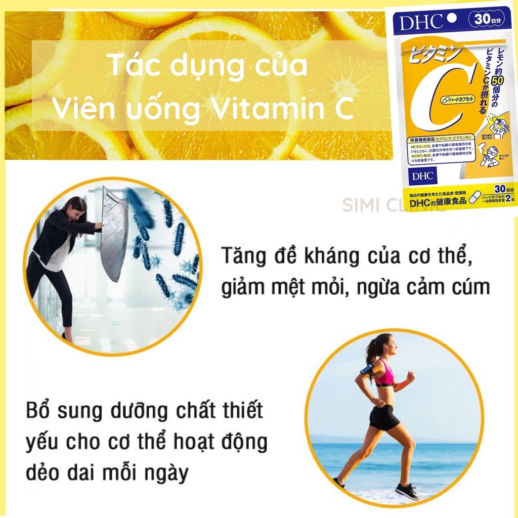 Viên uống Vitamin C DHC Nhật Bản dưỡng sáng đẹp da tự nhiên chống nắng mờ thâm ngừa mụn tăng cường sức đề kháng