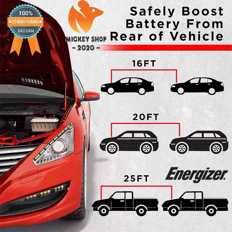 Dây cáp câu bình ô tô Energizer ENB-420U - 6,1 MÉT