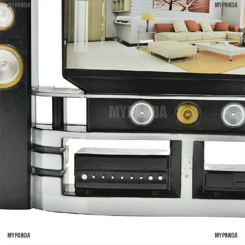 Set tủ tv mini hi-fi tỉ lệ 1:6 trang trí nội thất cho nhà búp bê