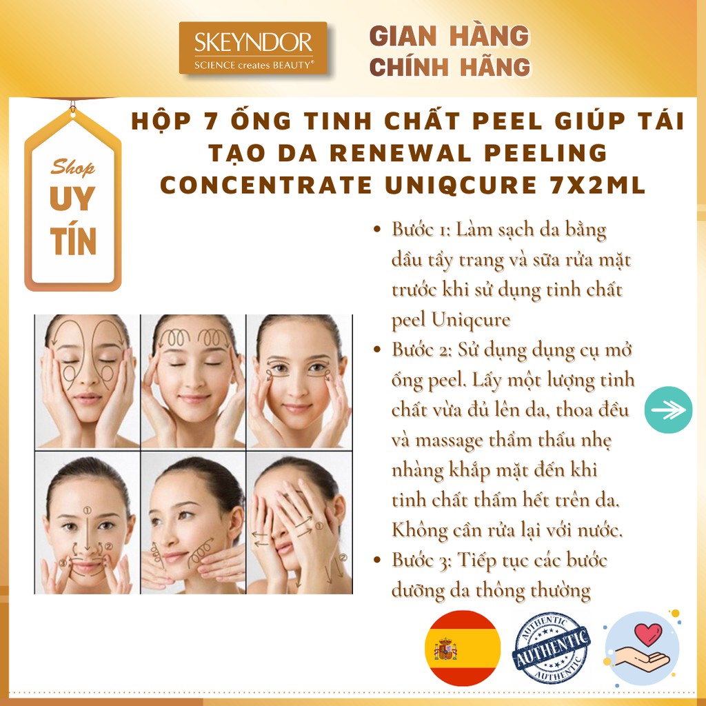 Hộp 7 ống tinh chất peel giúp tái tạo da SKEYNDOR Renewal Peeling Concentrate Uniqcure 7x2ml