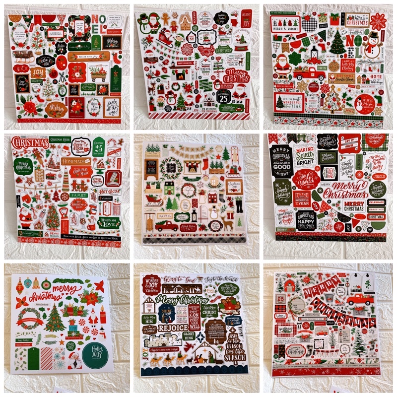 Sticker Noel  lẻ chưa cắt trang trí love box, khung ảnh 3D, thiệp, album