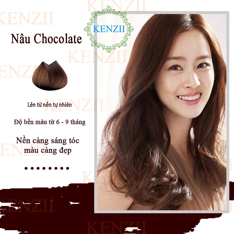 Thuốc nhuộm tóc màu nâu chocolate hàn quốc Kenzii lên từ nền đen ( Tặng trợ nhuộm ) | BigBuy360 - bigbuy360.vn