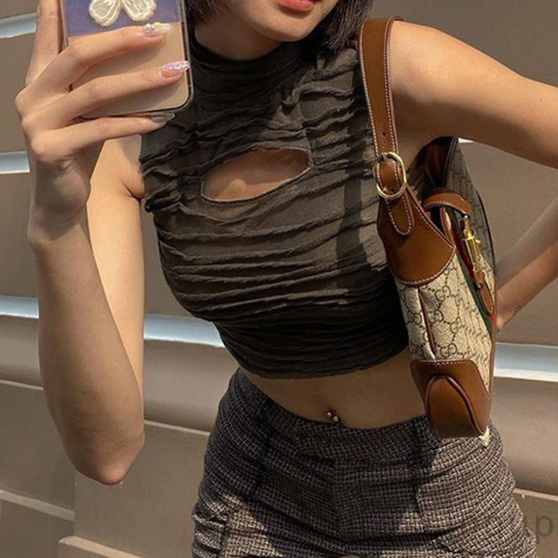 Áo Không Tay Cổ Lọ Màu Trơn Thiết Kế Độc Đáo Dành Cho Nữ | BigBuy360 - bigbuy360.vn