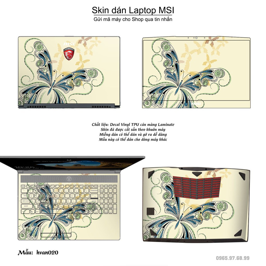 Skin dán Laptop MSI in hình Hoa văn _nhiều mẫu 4 (inbox mã máy cho Shop)