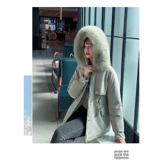 Áo khoác kaki lót lông đại hàn siêu ấm dáng ngắn rút eo hàng Quảng Châu | BigBuy360 - bigbuy360.vn