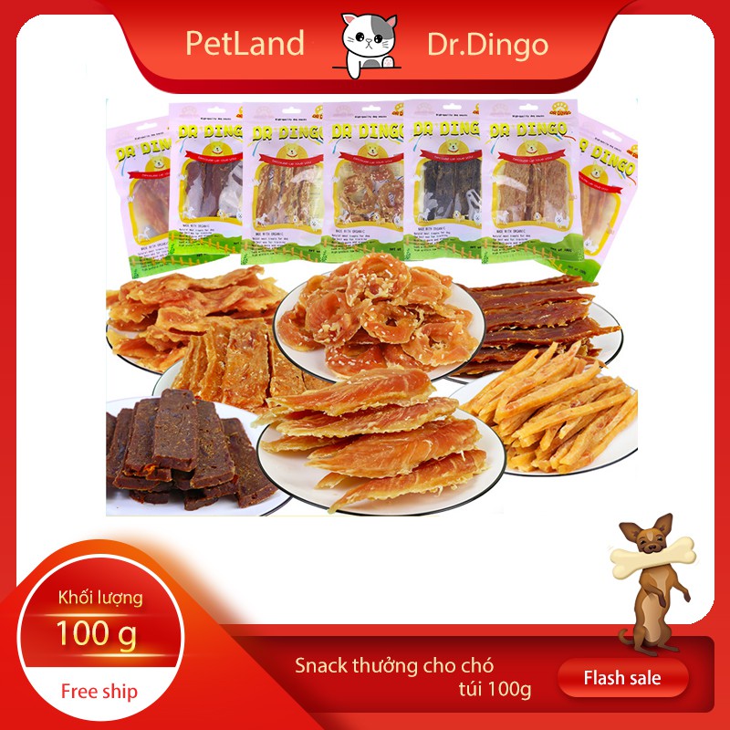 Bánh thưởng cho chó Dr.Dingo (Nhiều loại) (100gr/túi) Đồ ăn cho chó mèo thú cưng