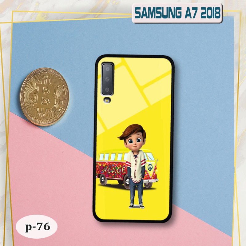 Ốp lưng kính 3D Samsung A7 2018 A750-cute
