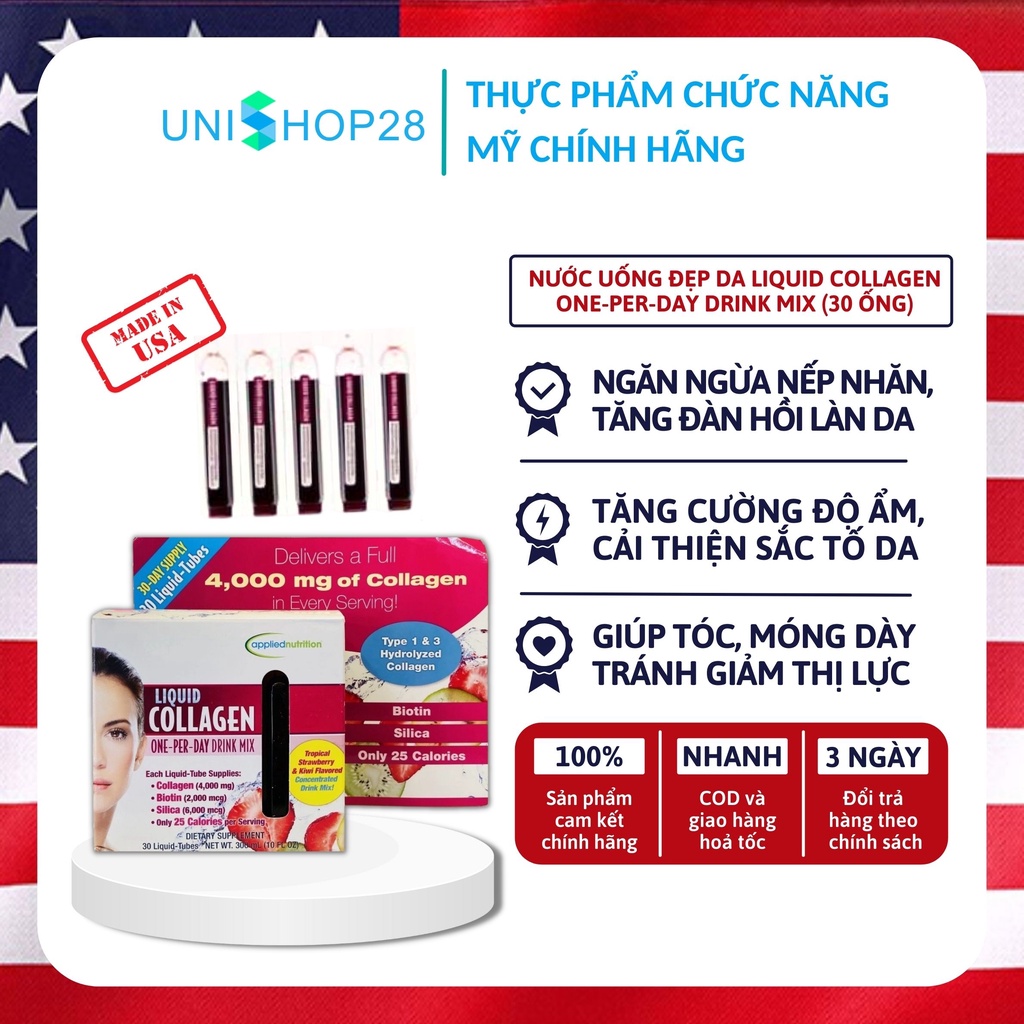 Nước Uống Đẹp Da Liquid Collagen One-Per-Day Drink Mix, TPCN Mỹ (30 ống)