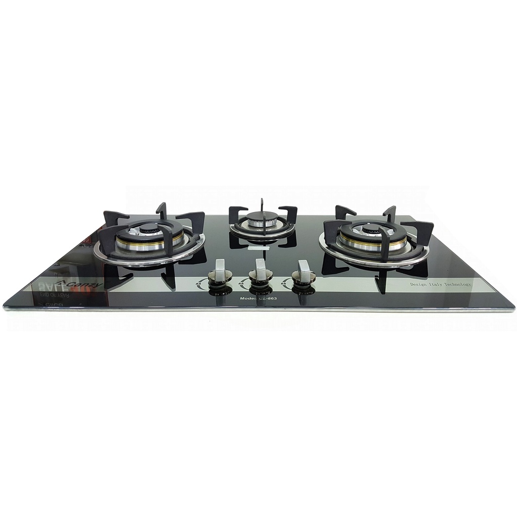 Bếp gas âm Canzy CZ-863 - Bếp gas âm 3 lò, Đánh lửa IC , Cảm ứng ngắt Gas tự động, Bảo Hành 3 Năm