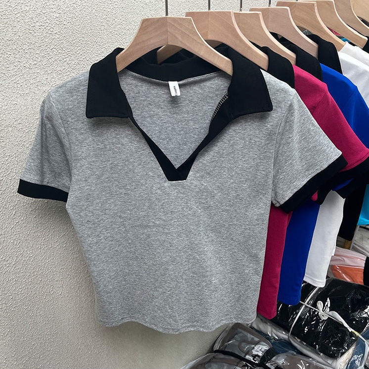 Áo thun polo ngắn Millidr tay ngắn cổ chữ V tùy chỉnh thời trang cho nữ